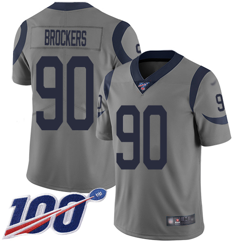 Los Angeles Rams Limited Gray Men Michael Brockers Jersey NFL Football #90 100th Season Inverted Legend->los angeles rams->NFL Jersey